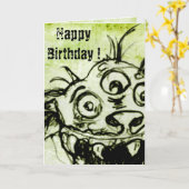 Kleine grüne Monsterskizze Karte (Gelbe Blume)