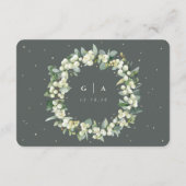 Kleine grüne Snowberry+Eukalyptus Hochzeitdetails Begleitkarte (Rückseite)