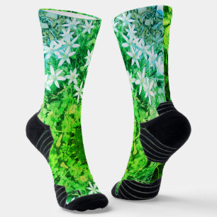 Kleine grüne und weiße Blume Socken