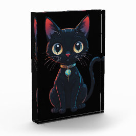 Kleine gruselige schwarze Katze Fotoblock