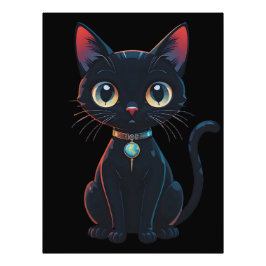 Kleine gruselige schwarze Katze Fotodruck