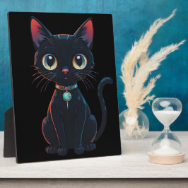 Kleine gruselige schwarze Katze Fotoplatte