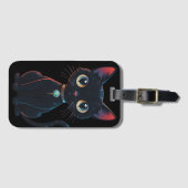 Kleine gruselige schwarze Katze Gepäckanhänger (Vorderseite (Horizontal))