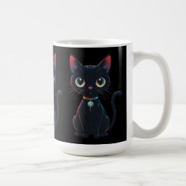 Kleine gruselige schwarze Katze Kaffeetasse