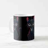 Kleine gruselige schwarze Katze Kaffeetasse (Vorderseite Links)