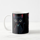 Kleine gruselige schwarze Katze Kaffeetasse (Links)
