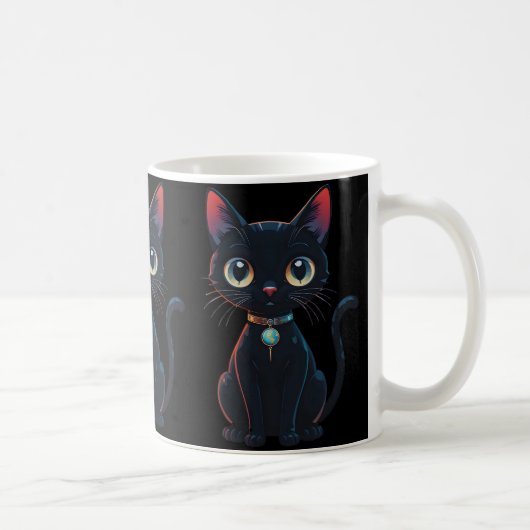 Kleine gruselige schwarze Katze Kaffeetasse (Rechts)