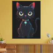 Kleine gruselige schwarze Katze Leinwanddruck (Insitu (Wohnzimmer))