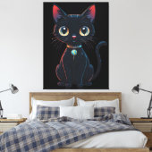 Kleine gruselige schwarze Katze Leinwanddruck (Insitu (Schlafzimmer))