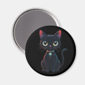 Kleine gruselige schwarze Katze Magnet (Vorderseite/Rückseite)