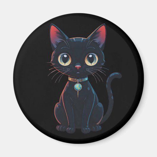 Kleine gruselige schwarze Katze Magnet (Vorne)