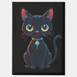 Kleine gruselige schwarze Katze Magnet
