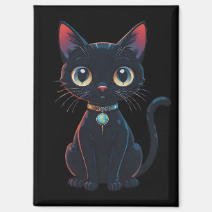 Kleine gruselige schwarze Katze Magnet
