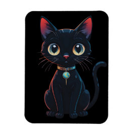 Kleine gruselige schwarze Katze Magnet