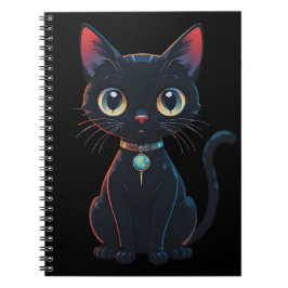 Kleine gruselige schwarze Katze Notizblock