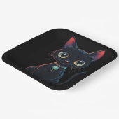 Kleine gruselige schwarze Katze Pappteller (Gewinkelt)