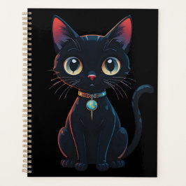 Kleine gruselige schwarze Katze Planer