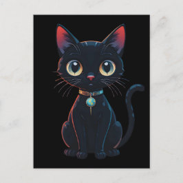 Kleine gruselige schwarze Katze Postkarte