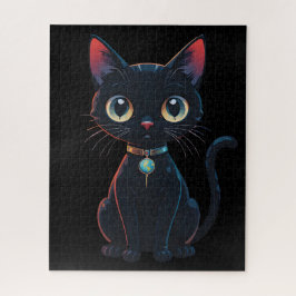 Kleine gruselige schwarze Katze Puzzle