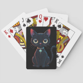 Kleine gruselige schwarze Katze Spielkarten