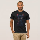 Kleine gruselige schwarze Katze T-Shirt (Vorne ganz)