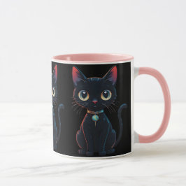 Kleine gruselige schwarze Katze Tasse