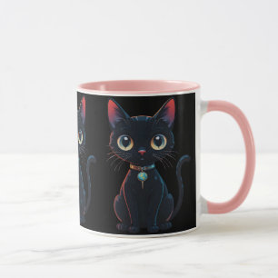 Kleine gruselige schwarze Katze Tasse