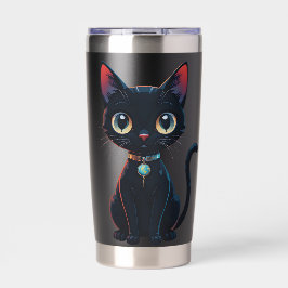 Kleine gruselige schwarze Katze Thermobecher