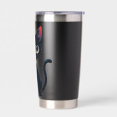 Kleine gruselige schwarze Katze Thermobecher (Links)
