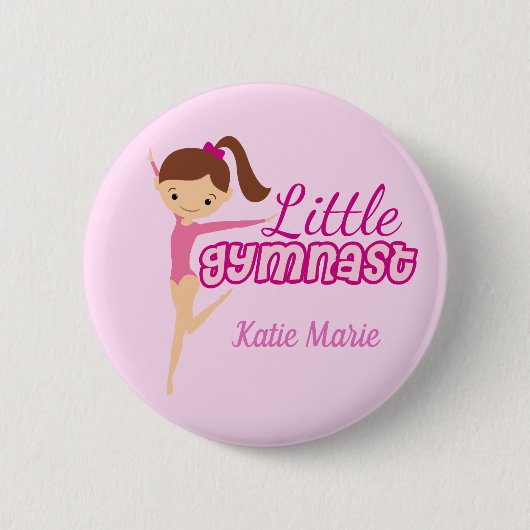 Kleine Gymnastik Hübsch Pink Custom Kids Gymnastik Button (Vorderseite)