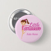 Kleine Gymnastik Hübsch Pink Custom Kids Gymnastik Button (Vorne & Hinten)