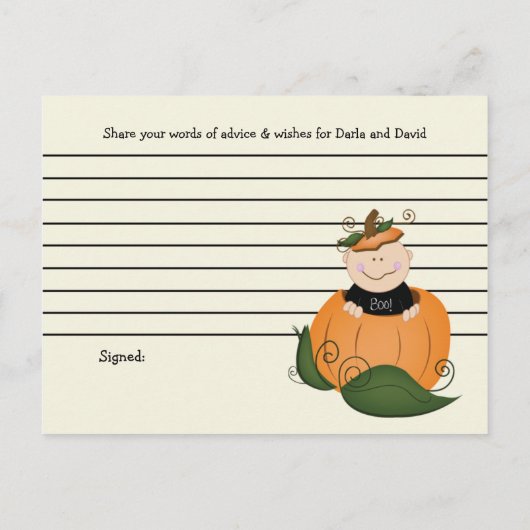 Kleine Halloween Pumpkin Baby Duschberatungskarten Hinweiskarte (Rückseite)