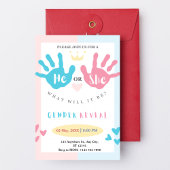 Kleine Hände, große Überraschung: Ein rosa & blaue Einladung