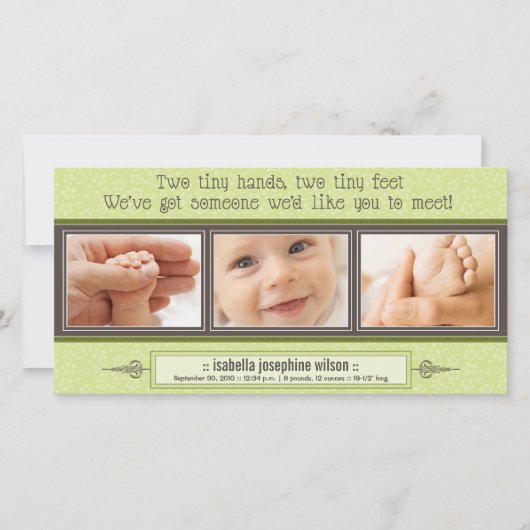 Kleine Hände, winzige Füße Geburtserklärung (Limon Ankündigung (Vorderseite)