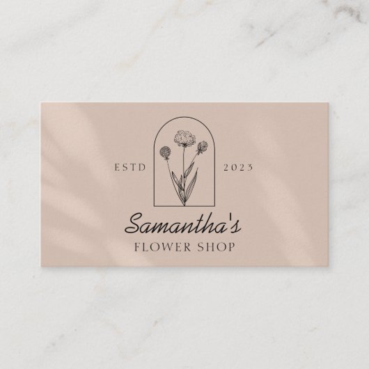 Kleine handgefertigte Botanic Line-Art Logo-Monogr Visitenkarte (Vorderseite)