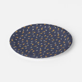 Kleine handgezeichnet Blume auf dem Navy-Backgroun Pappteller (Schrägansicht)