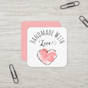 Kleine Handmade with Love Wasserfarben-Herz-Einlag Quadratische Visitenkarte
