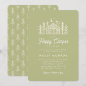 Kleine Happy Camper Kinderdusche Einladung (Vorne/Hinten)