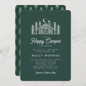 Kleine Happy Camper Kinderdusche Einladung (Vorne/Hinten)