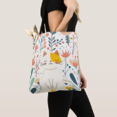 Kleine Happy Cat and Blume Illustration Tasche (Von Nahem)