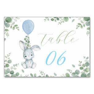 Kleine Hase Eukalyptus Aquarell Baby Boy Shower Tischnummer