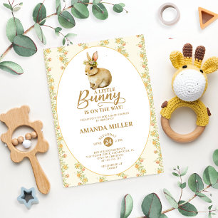 Kleine Hase Vintage Floral Boho Babyparty Einladung