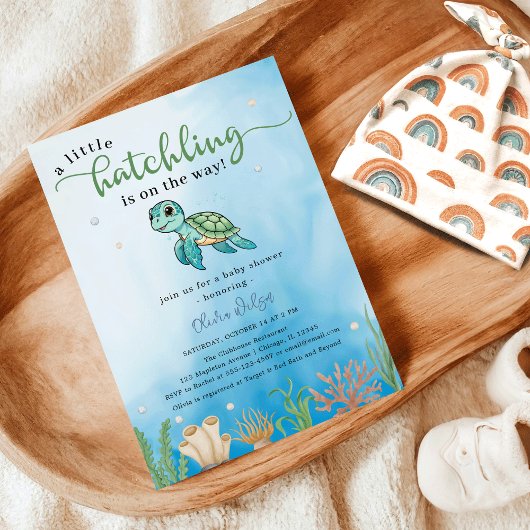 Kleine Hatchling Schildkröte unter der Sea Baby Du Einladung