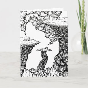 Kleine Häuser auf felsigen Klippen Illustrationska Karte
