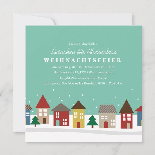 Kleine Häuser Winter-Einweihungsparty einladen Einladung (Vorderseite)