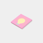 Kleine, heiß rosa, gelbe Glühbirne 3x3 klebrige Mi Post-it Klebezettel (angewinkelt)