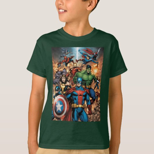 "Kleine Helden, große Abenteuer: Marvel Mayhem für T-Shirt (Vorderseite)