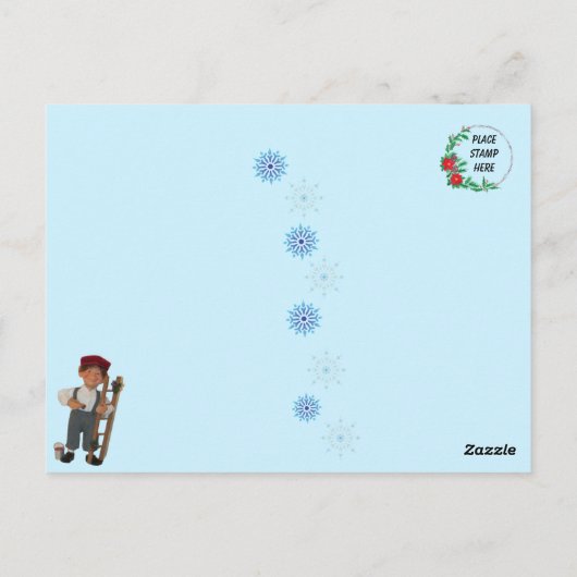 Kleine Helfer des Weihnachtsmanns - Katze und Elf Postkarte (Rückseite)