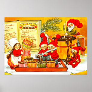 Kleine Helfer Sankt, die Kuchen machen Poster
