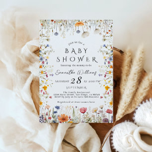 Kleine helle Wildblumen-Blumen-Baby-Party Einladung
